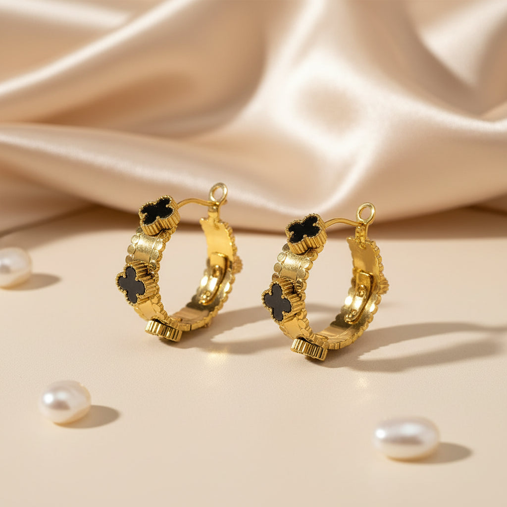 Clover Black & White Earrings