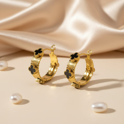 Clover Black & White Earrings